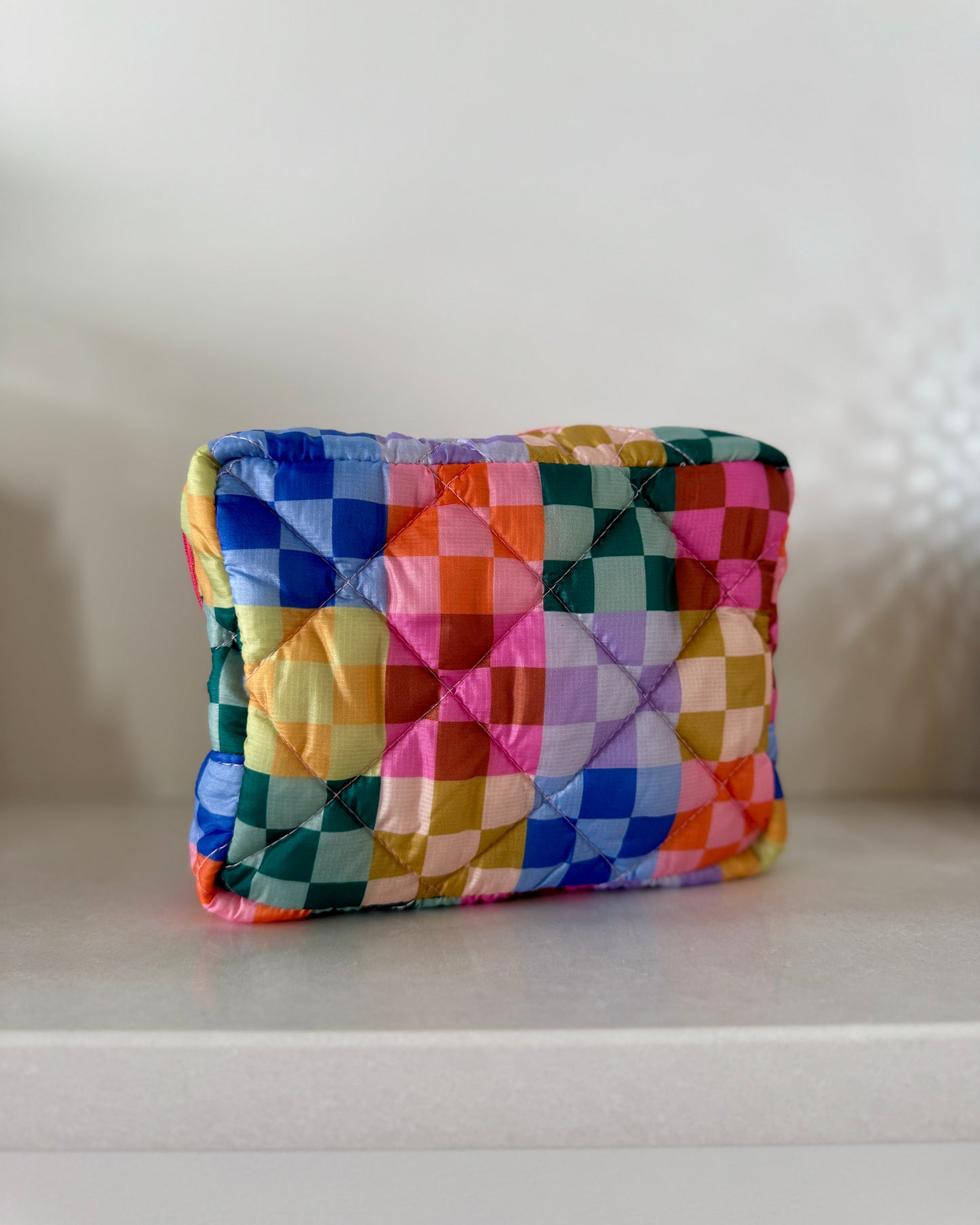 Bold Checker Puffy Pouch