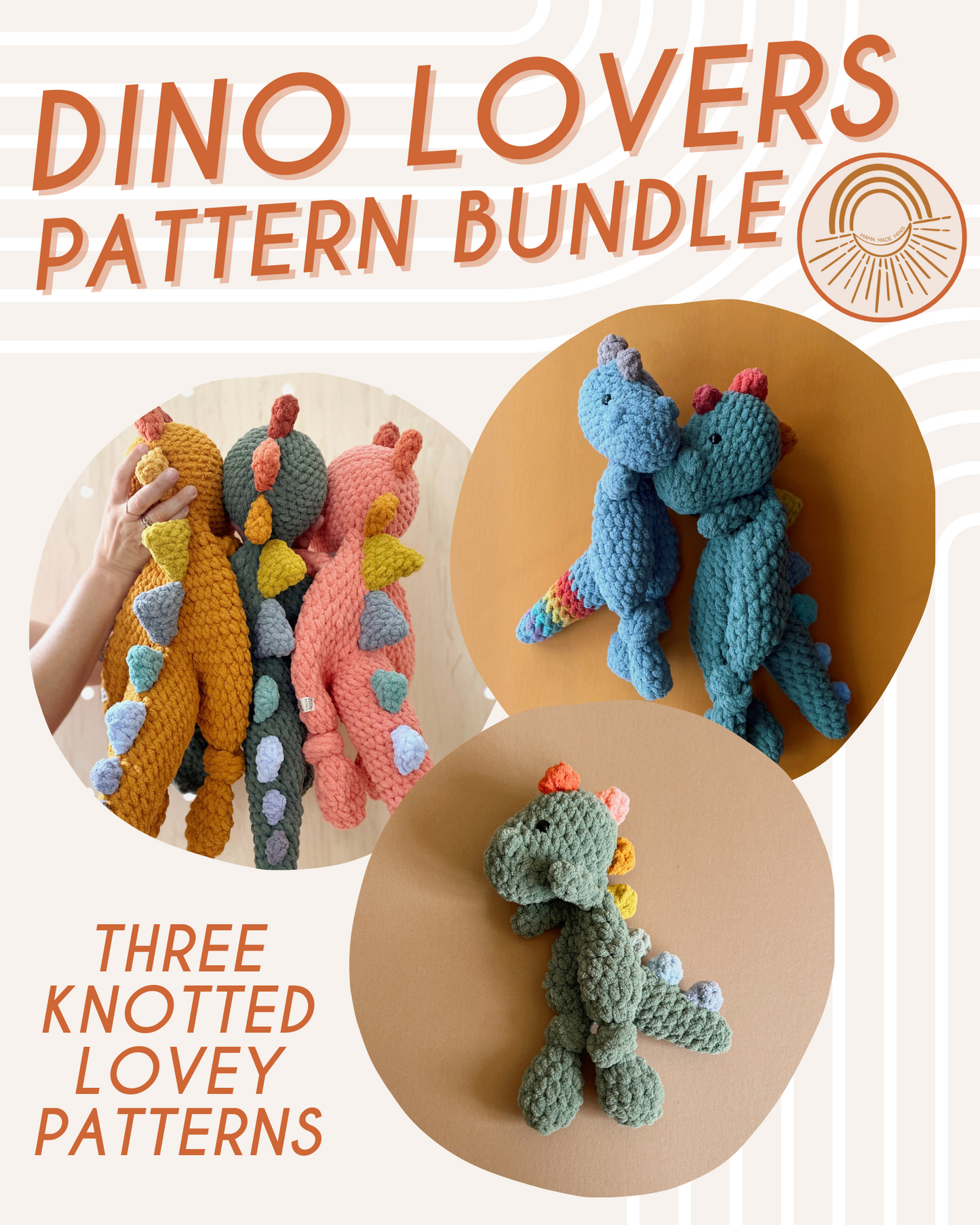 Dino Lovers Pattern BUNDLE — 3 Pattern Sizes