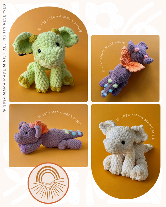 Drift Dragon 'Little' Knotted Stuffed Plushie — PATTERN (Low sew!)