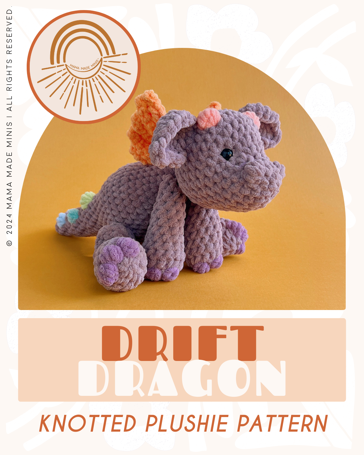 Drift Dragon Knotted Stuffed Plushie — PATTERN (Low sew!)