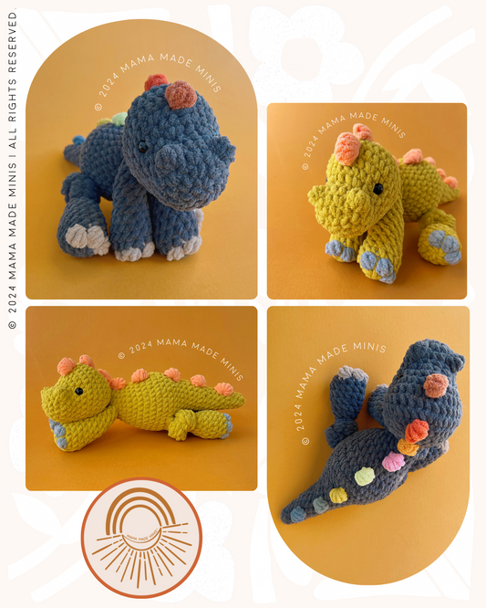 Dune Dino 'Little' Knotted Stuffed Plushie — PATTERN (No sew!)