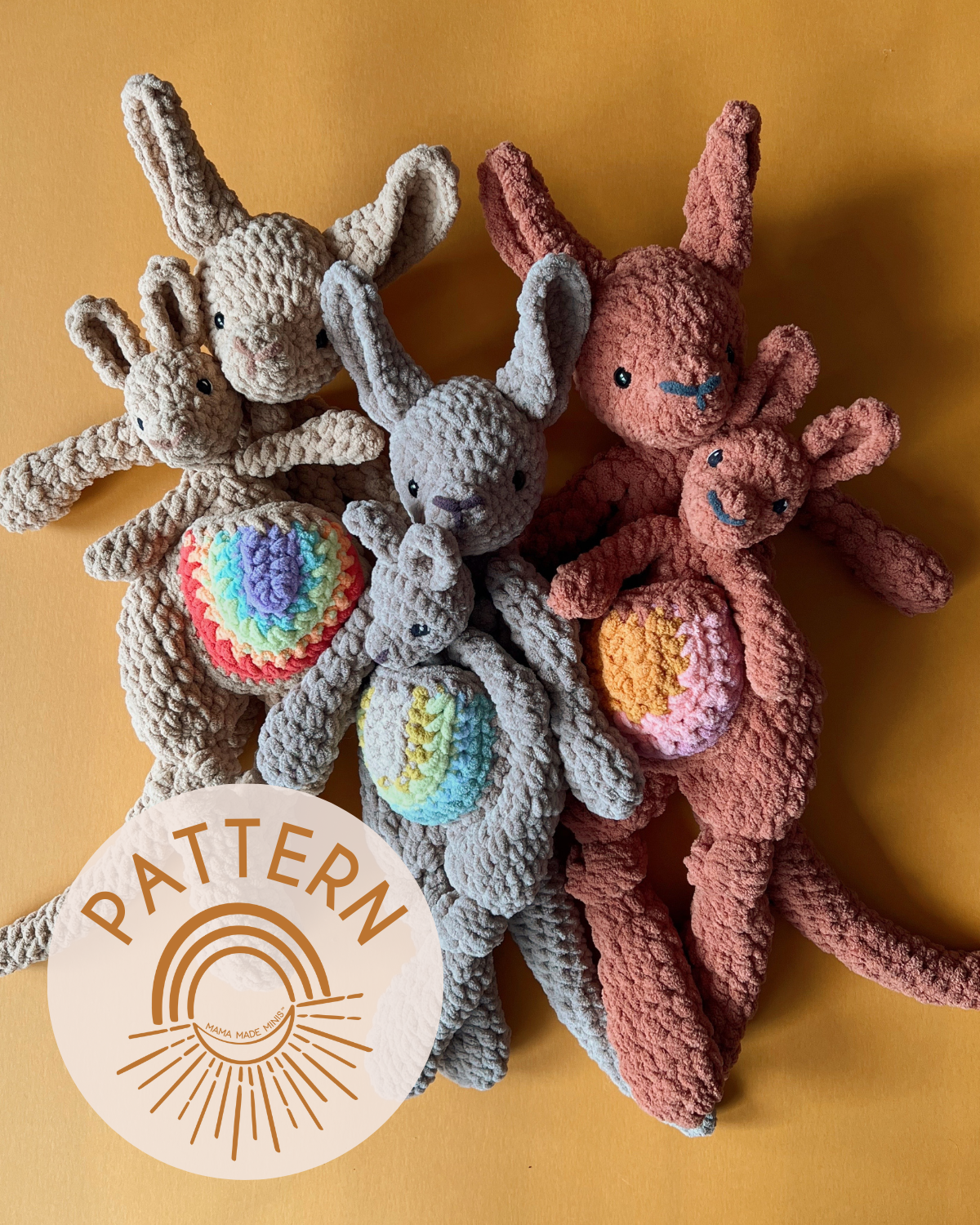 Kith + Kin Kangaroo Knotted Lovey — PATTERN (2 sizes included)