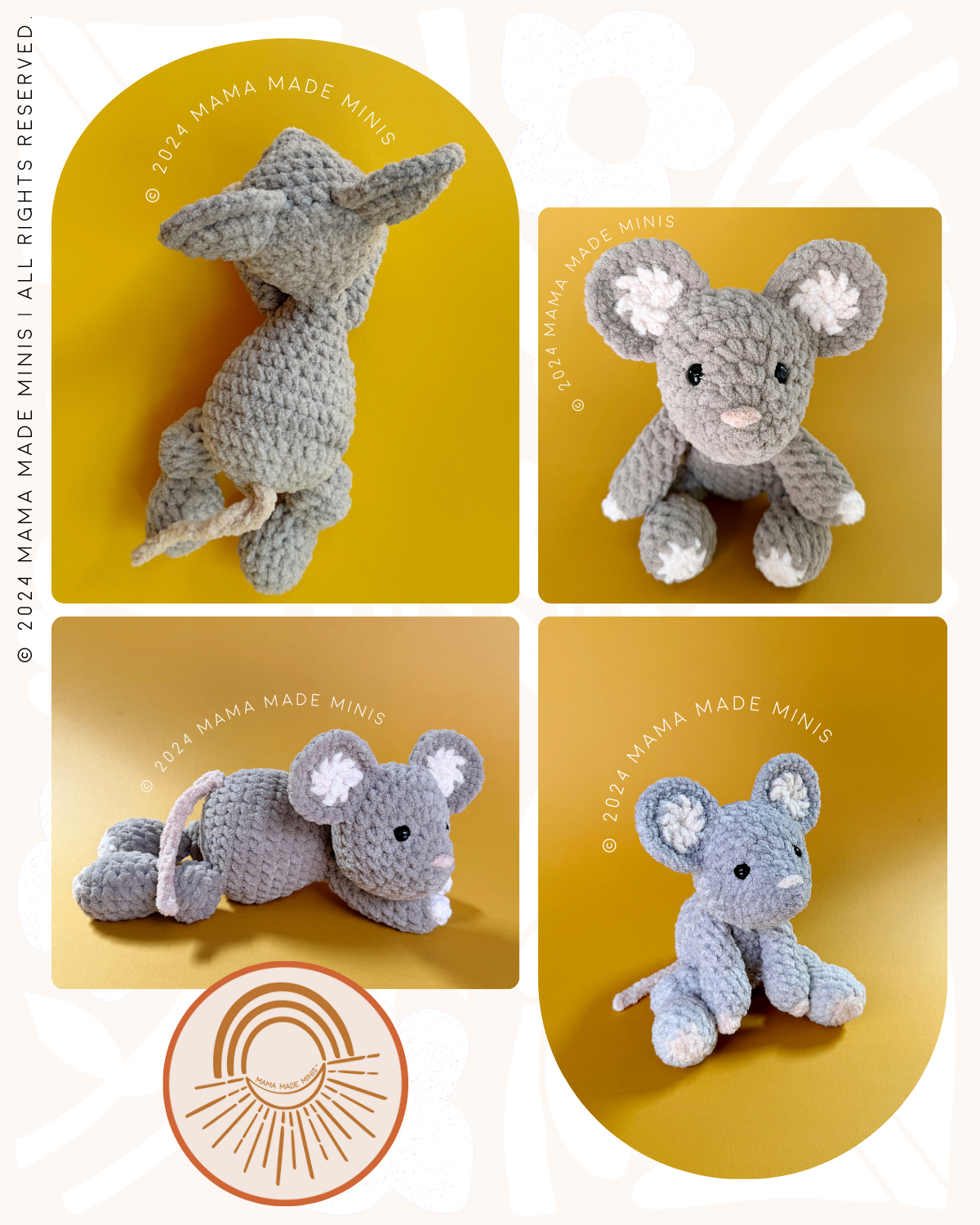 Meadow Mouse 'Little' Knotted Stuffed Plushie — PATTERN (No sew!)