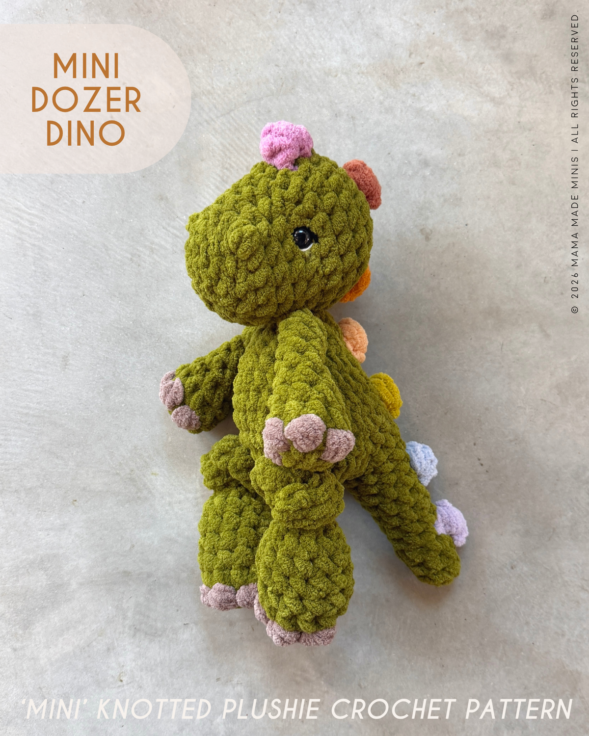 MINI Dozer Dino Knotted PLUSHIE — PATTERN