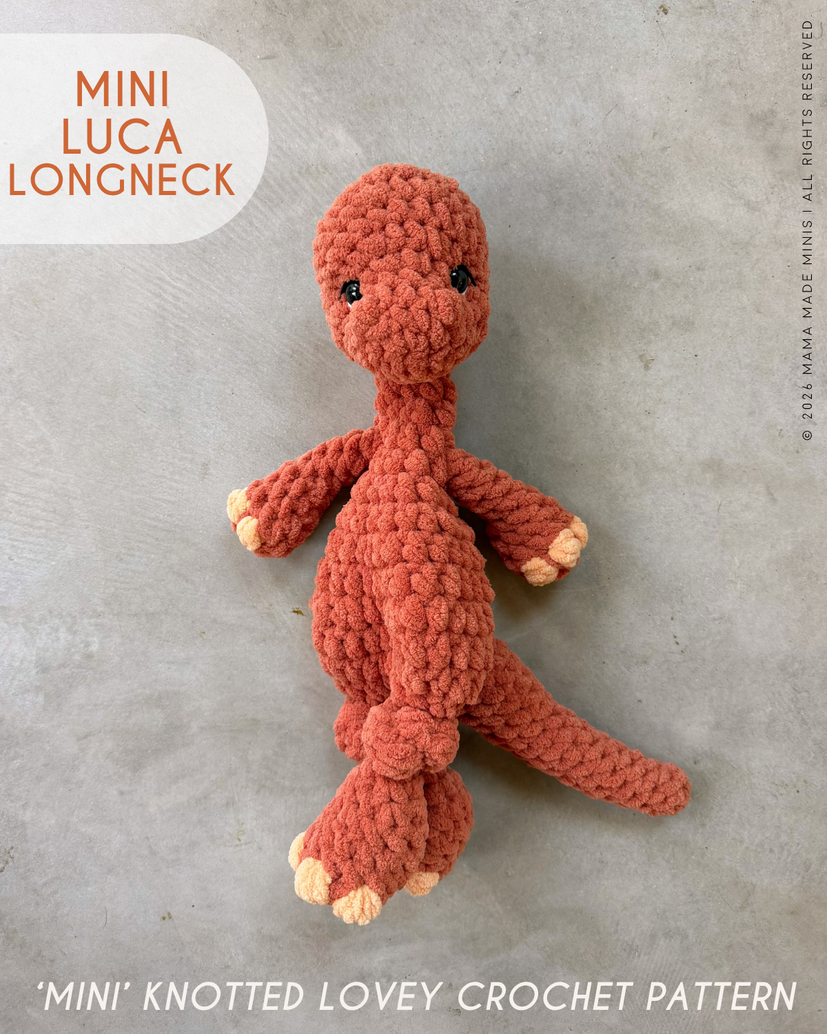 MINI Luca Longneck Dino Knotted LOVEY — PATTERN