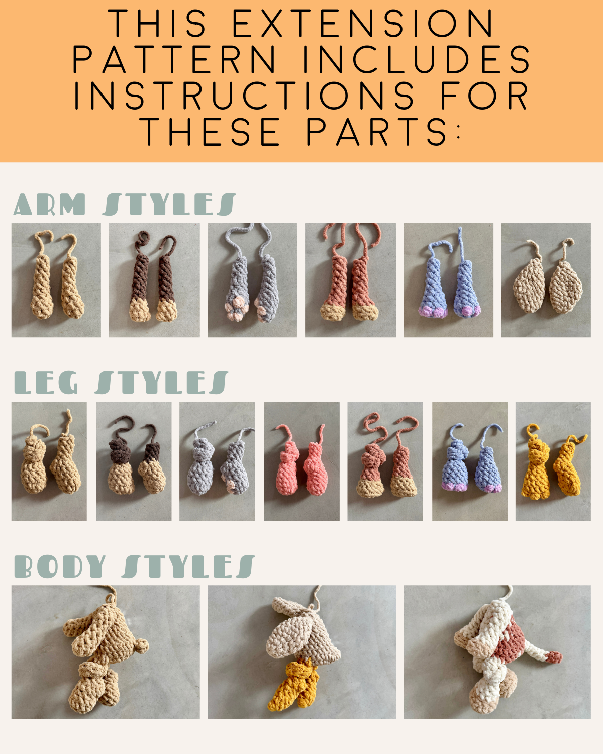 MINI Knotted PLUSHIE Body Extension Pattern Ebook
