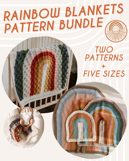 Rainbow Blankets Pattern BUNDLE — 2 Blanket Styles + 5 Sizes