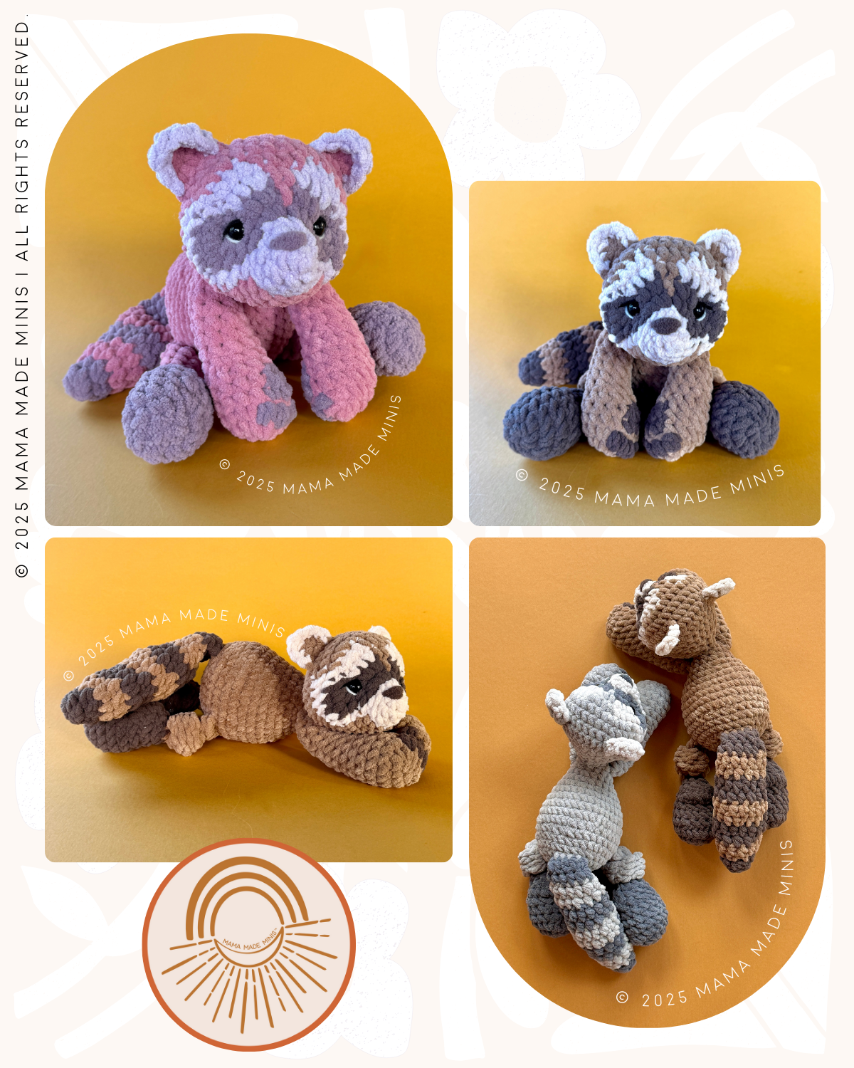 Rudy Raccoon 'Little' Knotted Stuffed Plushie — PATTERN (No sew!)