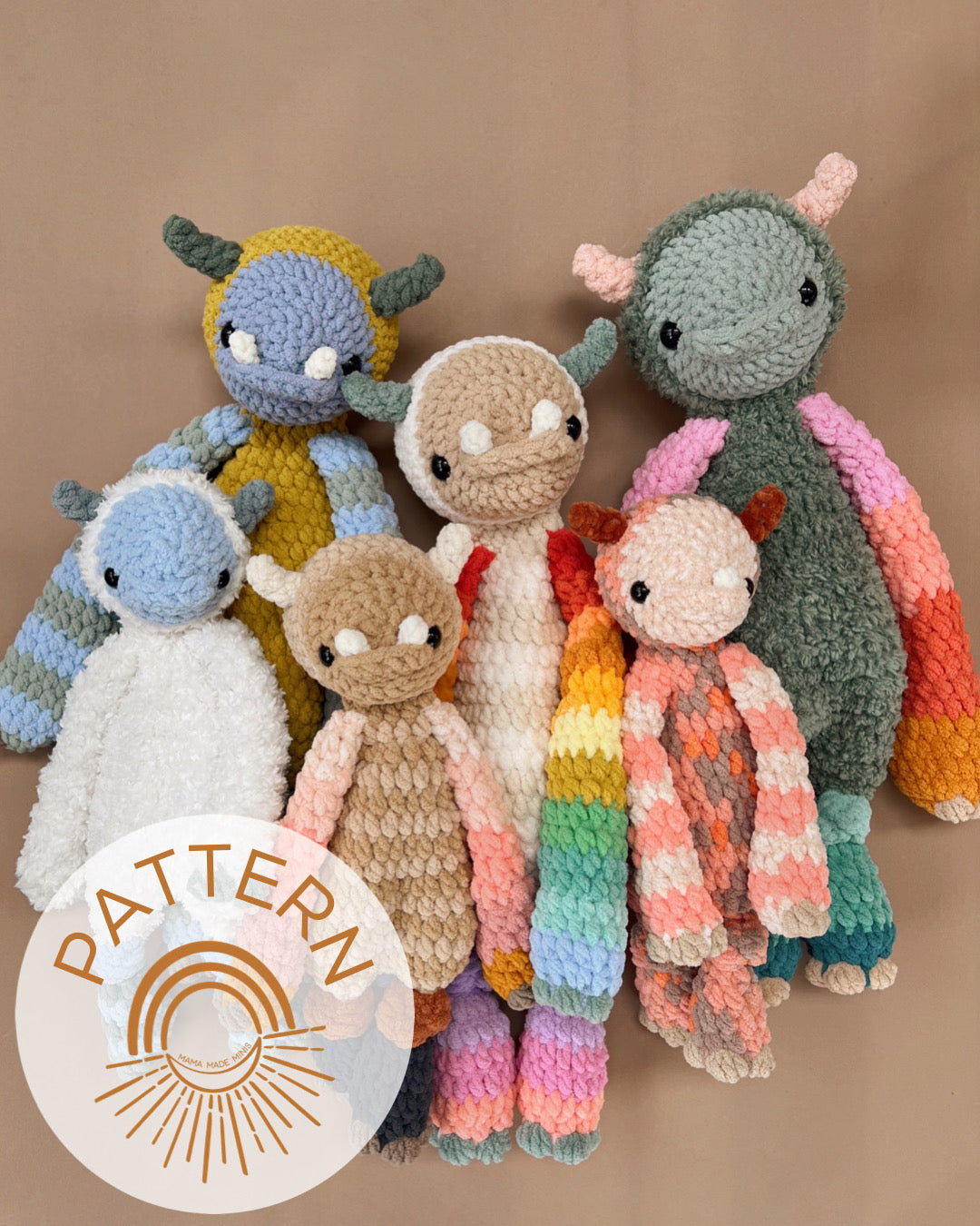 crochet monsters Maven Monster Knotted Lovey — PATTERN (2 sizes included)