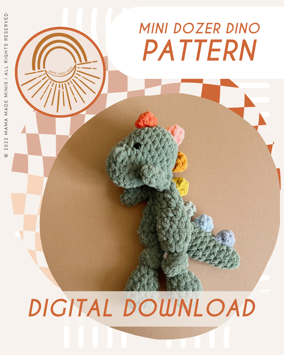 MINI Dozer Dino Knotted Lovey — PATTERN