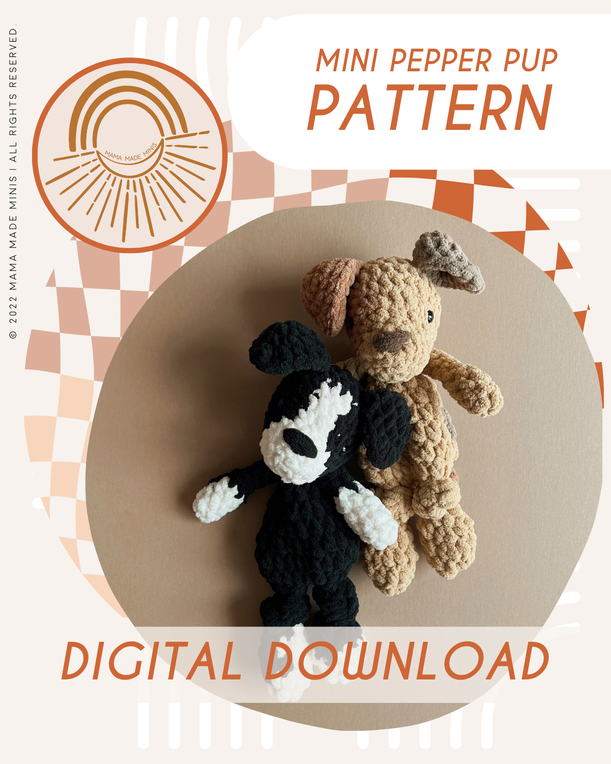 MINI Pepper Pup Knotted Lovey Crochet Dog PATTERN 