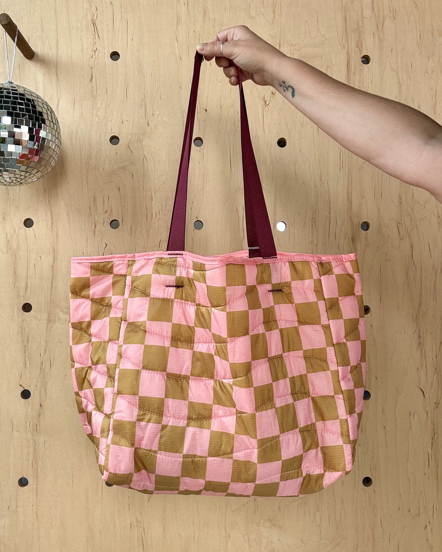 Checker Puffy Tote