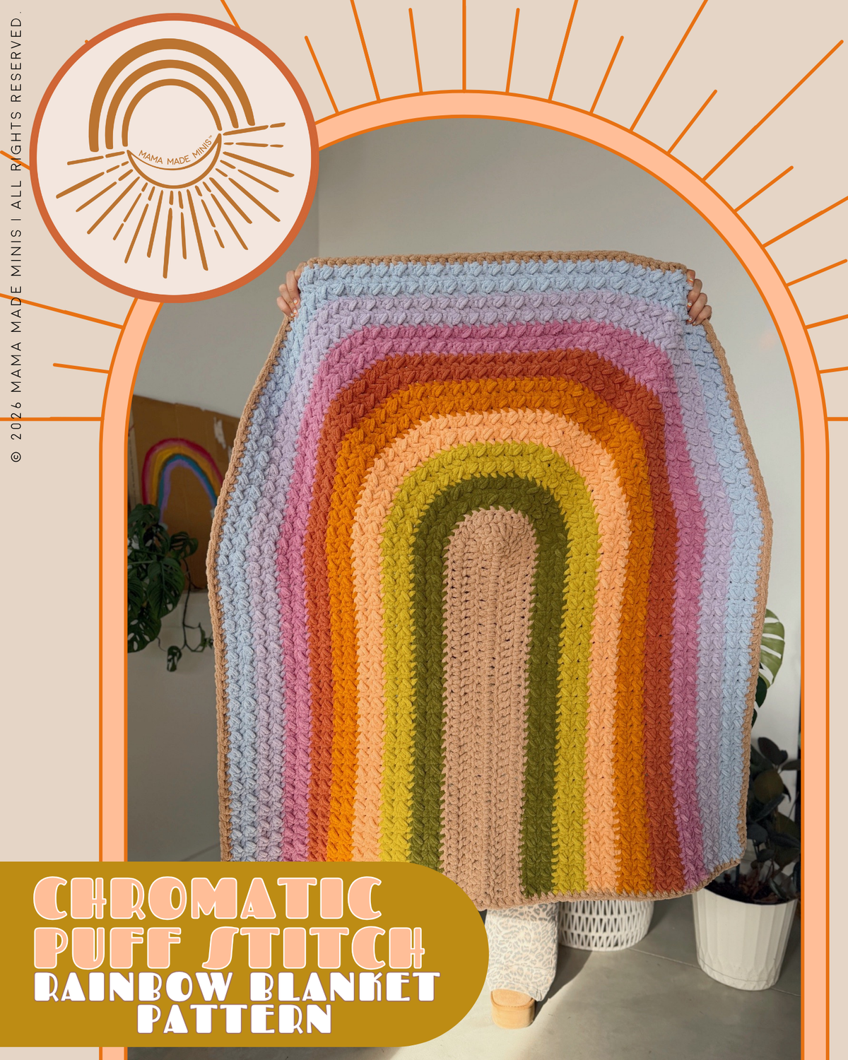 Chromatic Puff Stitch Rainbow Blanket — PATTERN