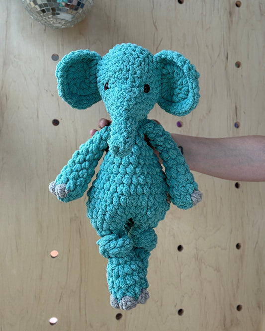 Little Ezra Elephant Knotted Lovey ⋒ Teal