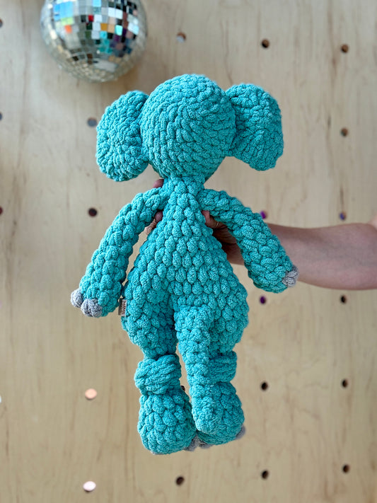 Little Ezra Elephant Knotted Lovey ⋒ Teal