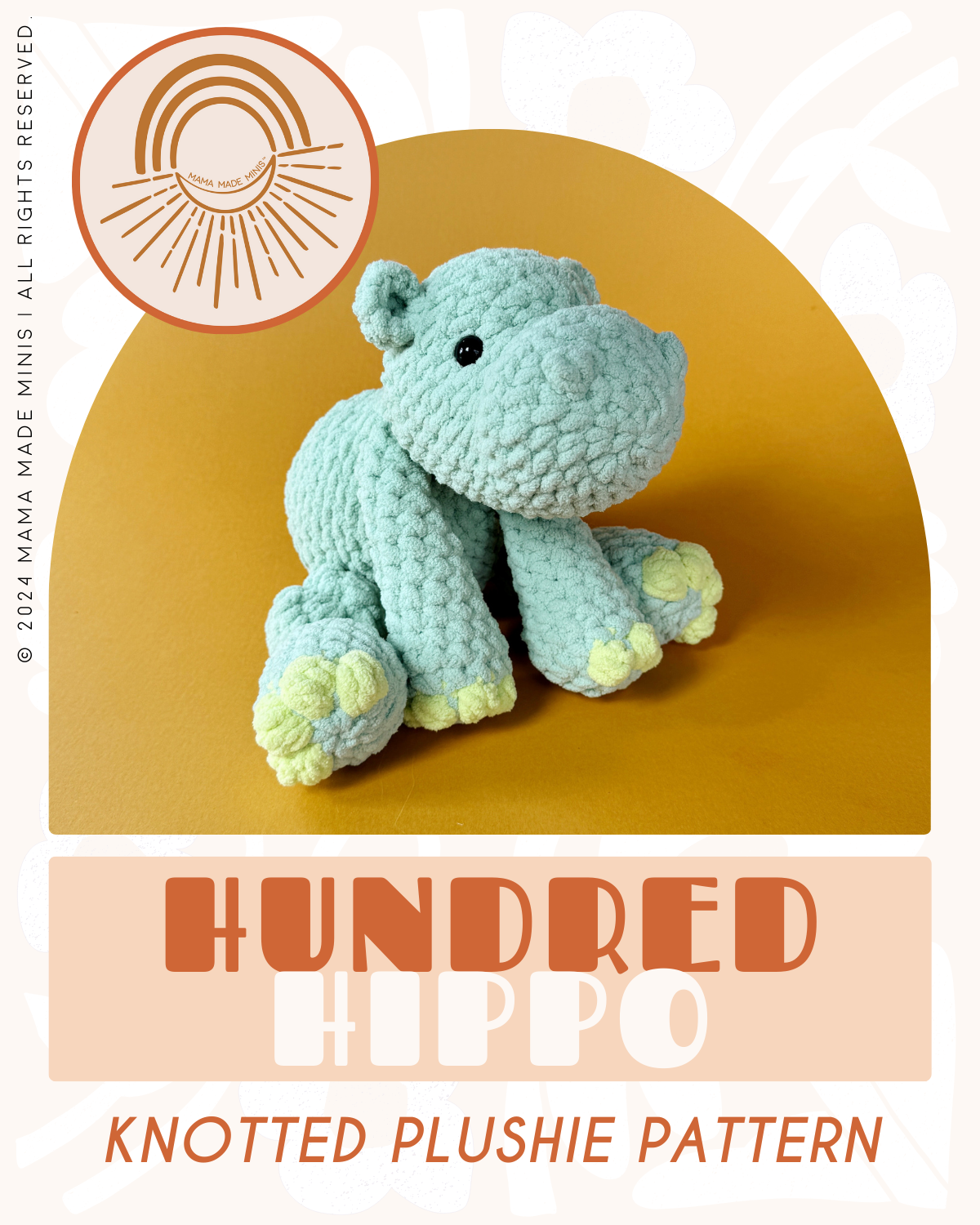 Hundred Hippo Knotted Stuffed Plushie — PATTERN (No sew!)