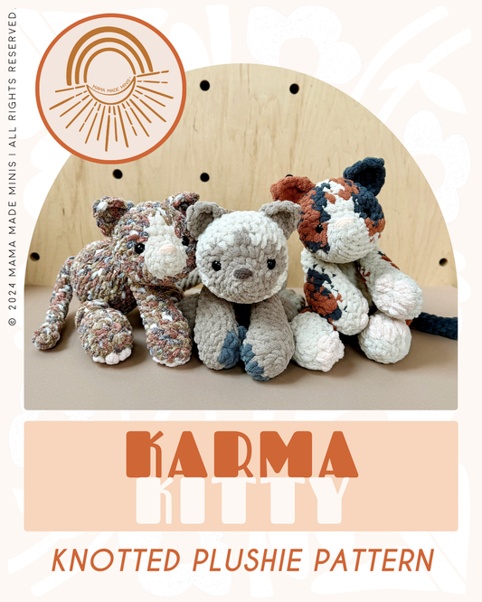 Karma Kitty Knotted Stuffed Plushie — PATTERN (No sew!)