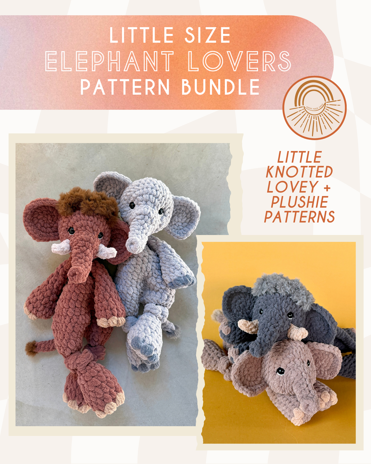 Elephant Lovers LITTLE Pattern BUNDLE — 2 Pattern Styles