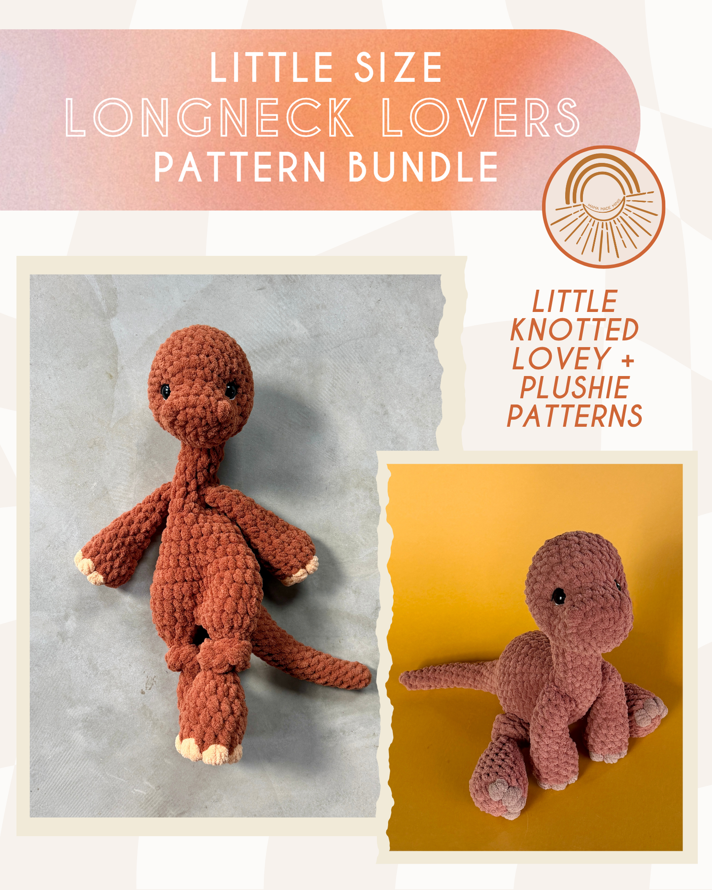 Longneck Dino Lovers LITTLE Pattern BUNDLE — 2 Pattern Styles
