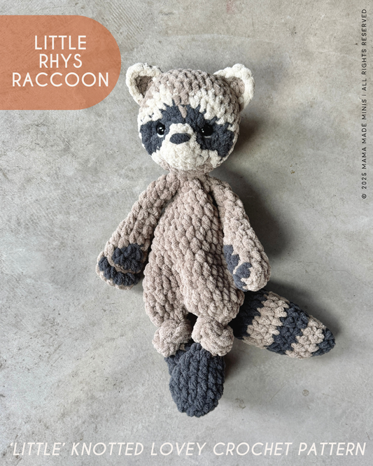 LITTLE Rhys Raccoon Knotted Lovey — PATTERN