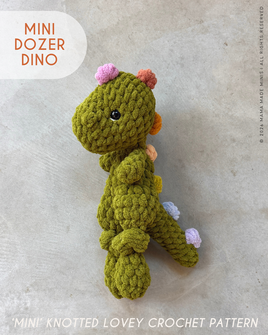MINI Dozer Dino Knotted Lovey — PATTERN