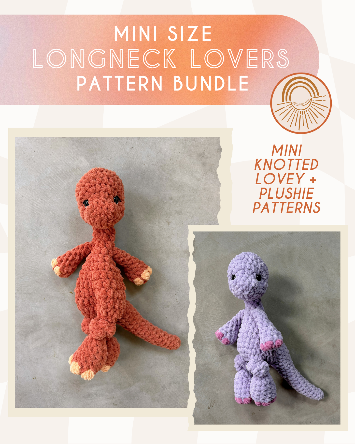 Longneck Dino Lovers MINI Pattern BUNDLE — 2 Pattern Styles