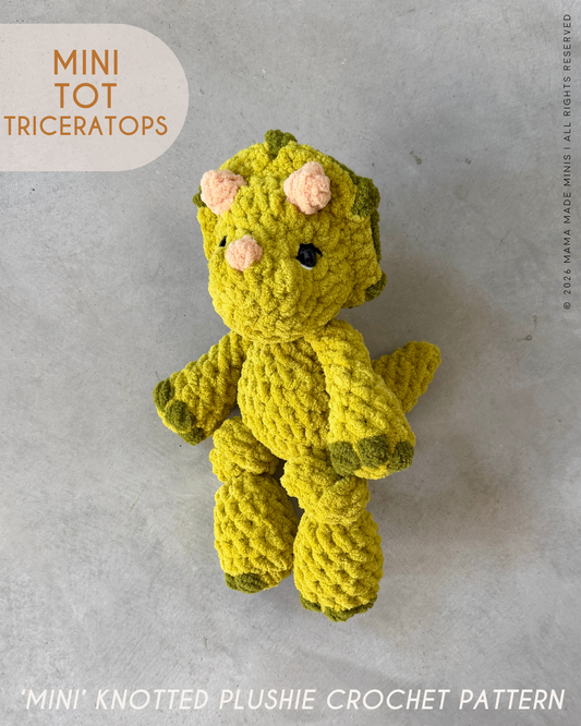 MINI Tot Triceratops Knotted PLUSHIE — PATTERN