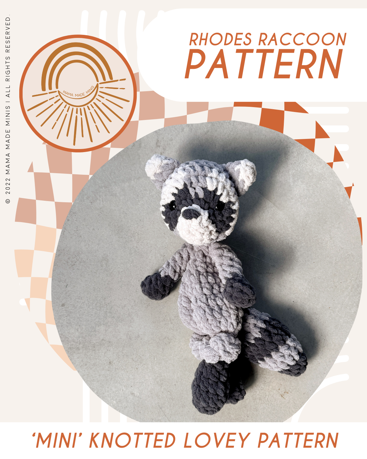 MINI Rhodes Raccoon Knotted Lovey — PATTERN