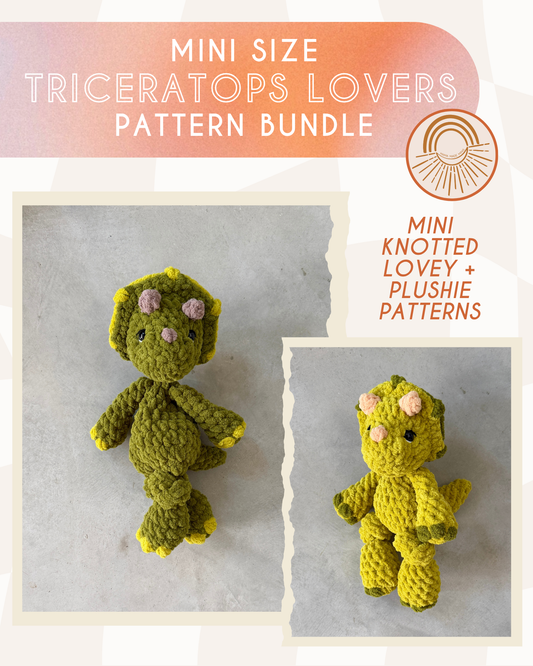 Triceratops Lovers MINI Pattern BUNDLE — 2 Pattern Styles