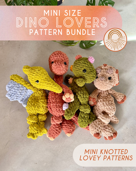 Mini Dino Lovers Pattern BUNDLE — 4 Patterns