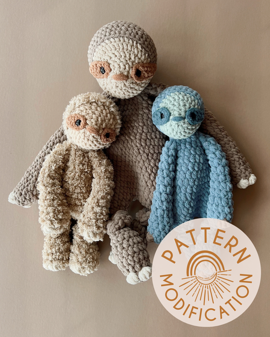 Sunny Sloth Knotted Lovey — PATTERN MODIFICATION (Please read listing)
