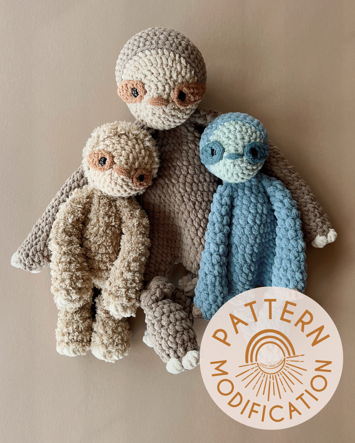 Sunny Sloth Knotted Lovey — FREE PATTERN MODIFICATION Mama Made Minis