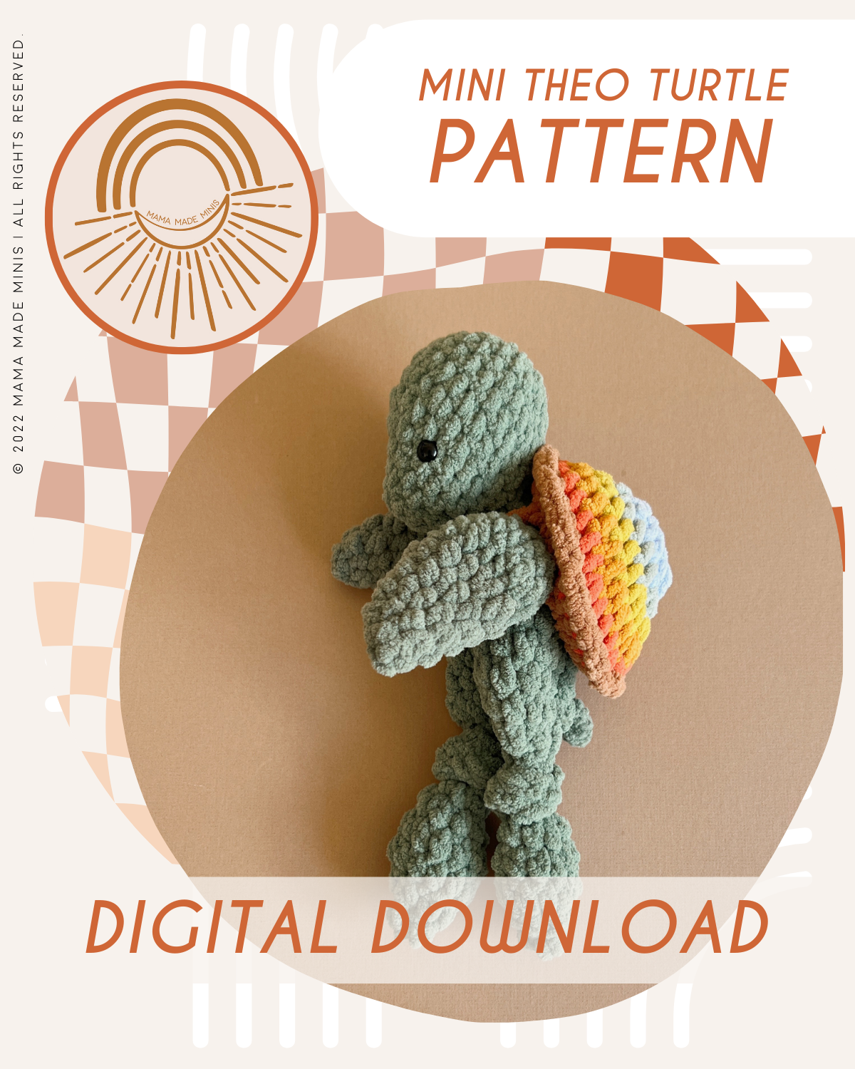 MINI Theo Turtle Knotted Lovey — PATTERN