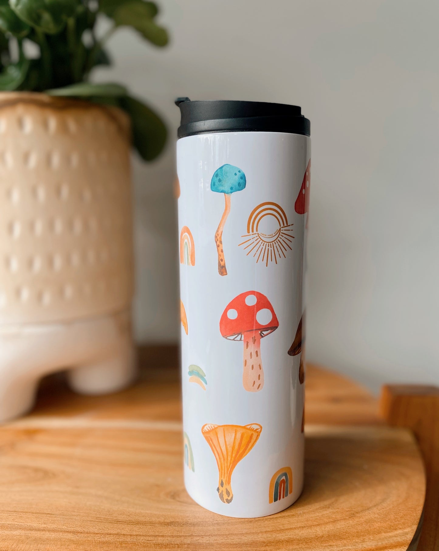 Mushroom + Rainbow Tall Insulated Mug