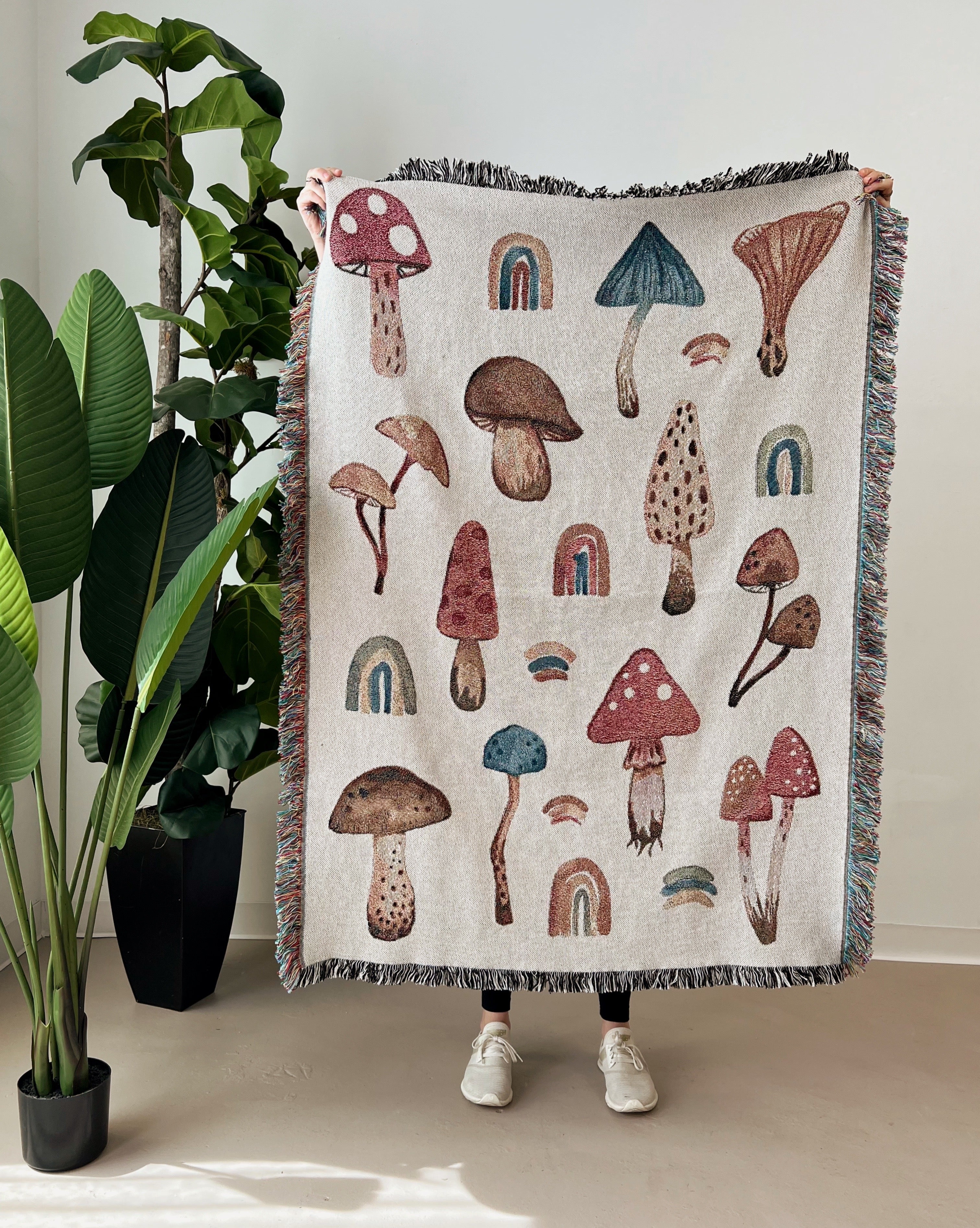 Mushroom Rainbow Woven Throw